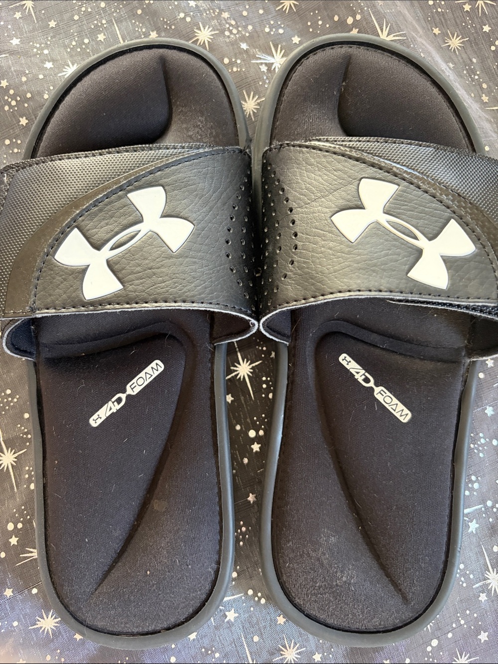 Under Armour Black Adjustable Slide Sandals with 4D Foam
